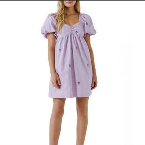 Anthropologie Lavender Puff Sleeve Dress